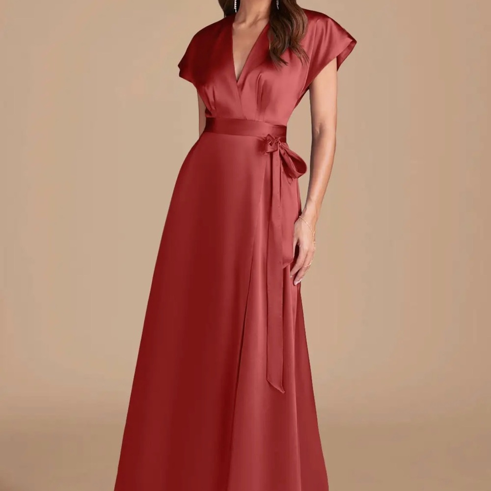Elegant Rust Wrap Dress